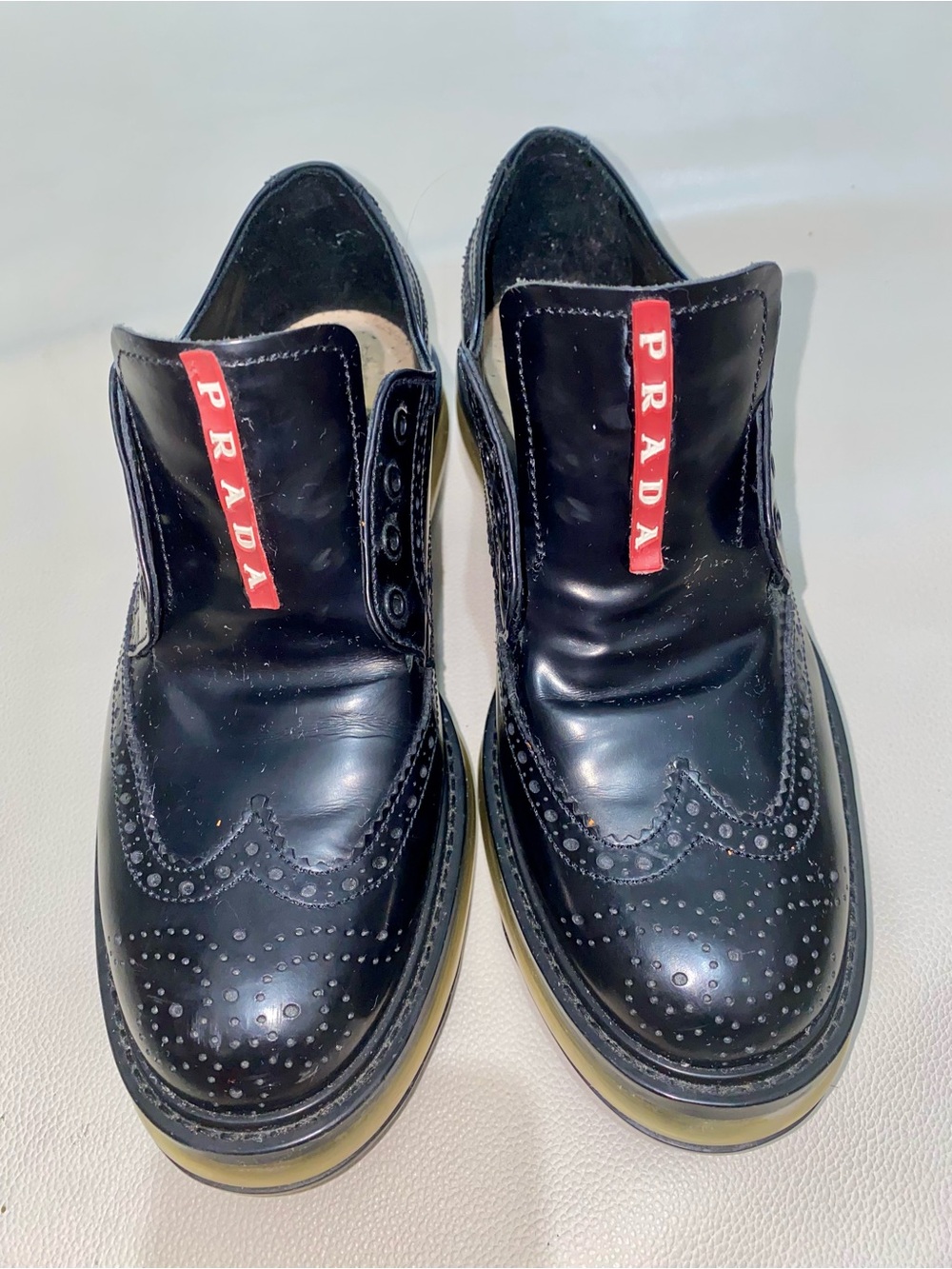 Prada Black Leather Brogue Derby men’s Shoes